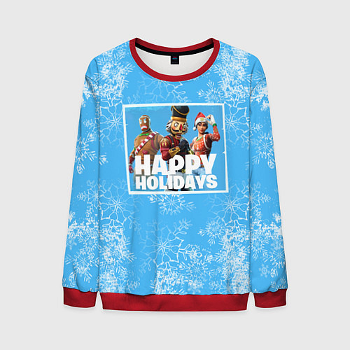 Мужской свитшот Happy Holidays - Fortnite Ginger Gunner и Щелкунчи / 3D-Красный – фото 1