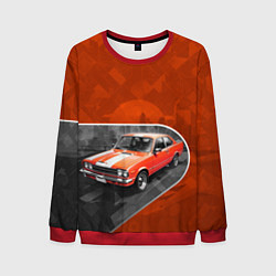 Свитшот мужской Оранжевый ретроавтомобиль, цвет: 3D-красный