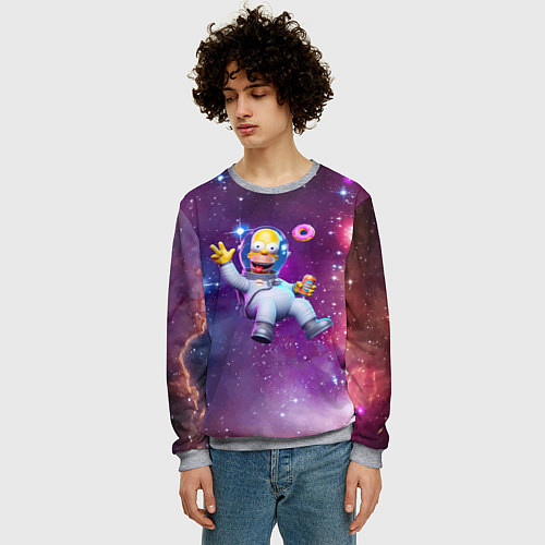 Мужской свитшот Homer Simpson in space - ai art / 3D-Меланж – фото 3