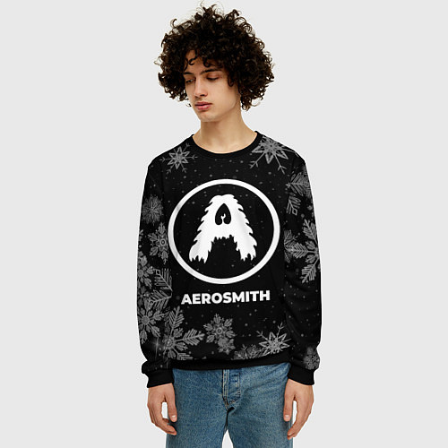 Мужской свитшот Снежный Aerosmith / 3D-Черный – фото 3