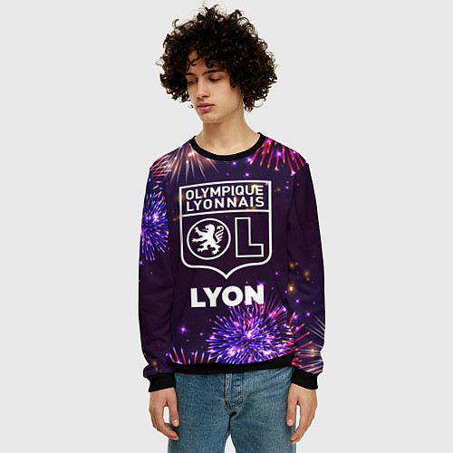 Мужской свитшот Праздничный Lyon / 3D-Черный – фото 3