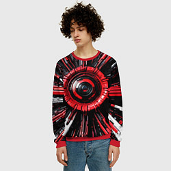 Свитшот мужской Чёрно-красная сфера киберпанк, цвет: 3D-красный — фото 2