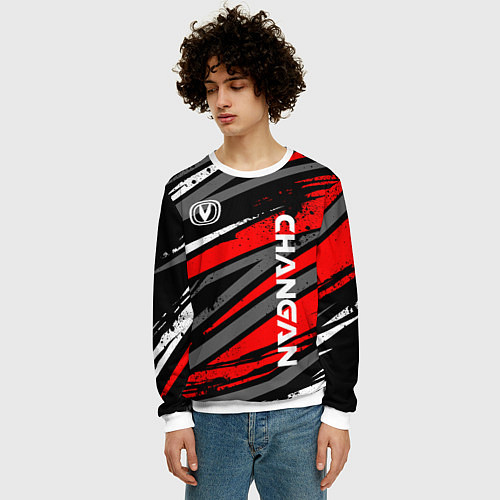 Мужской свитшот Changan - Red sport / 3D-Белый – фото 3