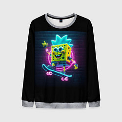 Свитшот мужской Sponge Bob on a skateboard - ai art fantasy, цвет: 3D-меланж