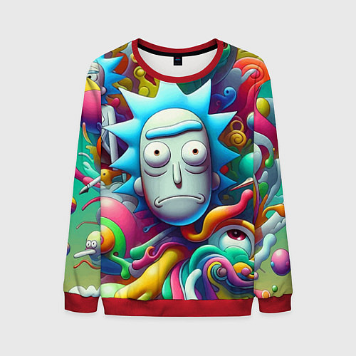 Мужской свитшот Рик Санчес - граффити / 3D-Красный – фото 1