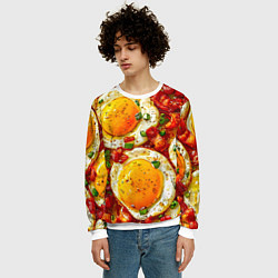 Свитшот мужской Яичница-глазунья, цвет: 3D-белый — фото 2