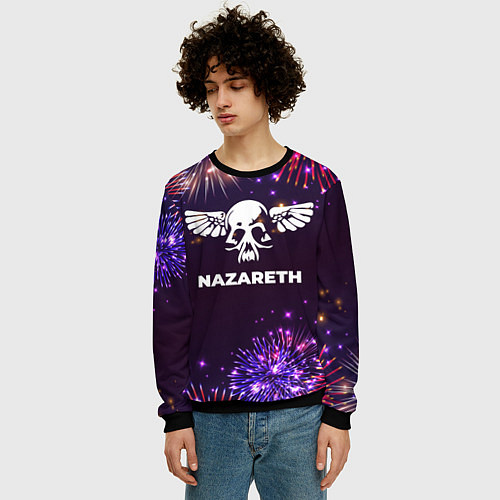 Мужской свитшот Праздничный Nazareth / 3D-Черный – фото 3