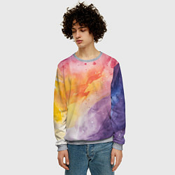 Свитшот мужской Краски акварели, цвет: 3D-меланж — фото 2