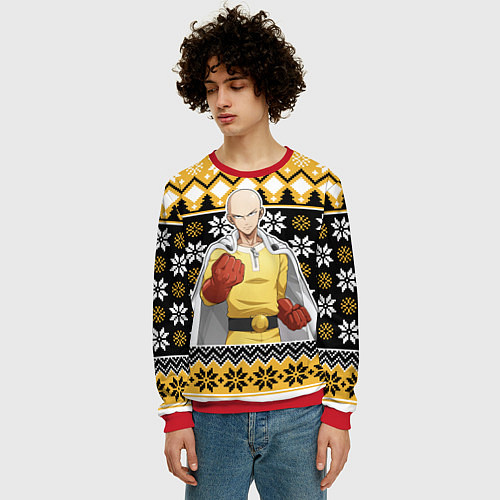 Мужской свитшот One-Punch Man sweater / 3D-Красный – фото 3