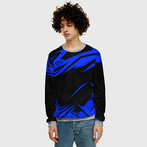 Мужской свитшот Субару - синий / 3D-Меланж – фото 3