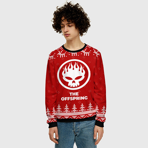 Мужской свитшот Новогодний The Offspring с оленями / 3D-Черный – фото 3