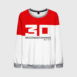 Свитшот мужской 30 Seconds to Mars - red and white, цвет: 3D-меланж