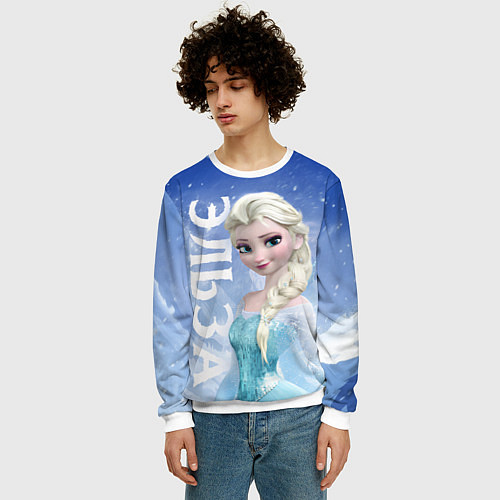Мужской свитшот Эльза из Холодного сердца / 3D-Белый – фото 3