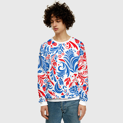 Мужской свитшот Славяно - русский стиль / 3D-Белый – фото 3