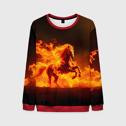 Мужской свитшот Огненная лошадь / 3D-Красный – фото 1