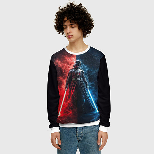 Мужской свитшот Дарт Вейдер - две стороны силы / 3D-Белый – фото 3