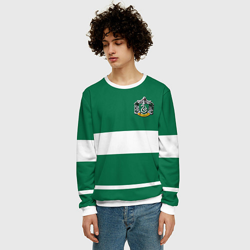 Мужской свитшот Гарри Поттер Слизерин / 3D-Белый – фото 3