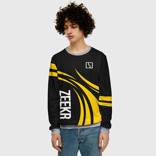 Мужской свитшот Zeekr - yellow color / 3D-Меланж – фото 3