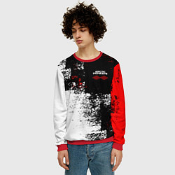 Свитшот мужской Arctic Monkeys - Красные и белые помехи, цвет: 3D-красный — фото 2