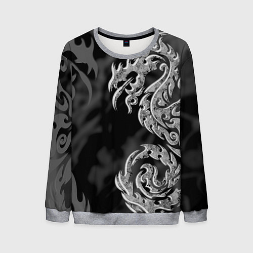 Мужской свитшот Серый дракон трайбл / 3D-Меланж – фото 1