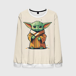 Свитшот мужской Малыш Грогу - Мандолорец, цвет: 3D-белый