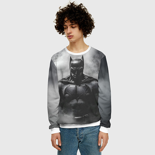 Мужской свитшот Бэтмен в дыму / 3D-Белый – фото 3