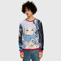 Свитшот мужской Фрирен в зимнем лесу, цвет: 3D-красный — фото 2