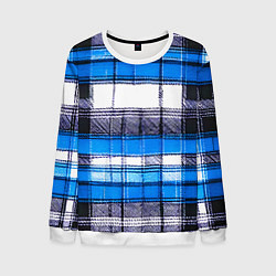 Мужской свитшот Чёрные полосы на сине-белом фоне