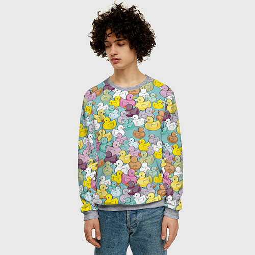 Мужской свитшот Уютные уточки / 3D-Меланж – фото 3