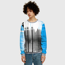 Свитшот мужской Сине-чёрный гранж на белом фоне, цвет: 3D-меланж — фото 2