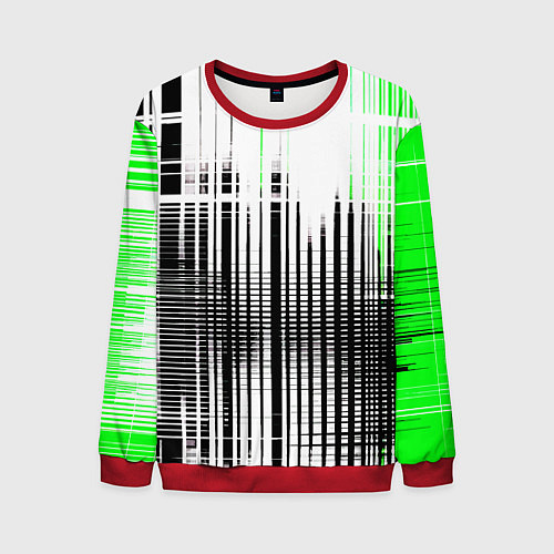 Мужской свитшот Зелёно-чёрный гранж на белом фоне / 3D-Красный – фото 1