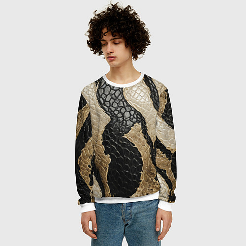 Мужской свитшот В коже рептилии / 3D-Белый – фото 3
