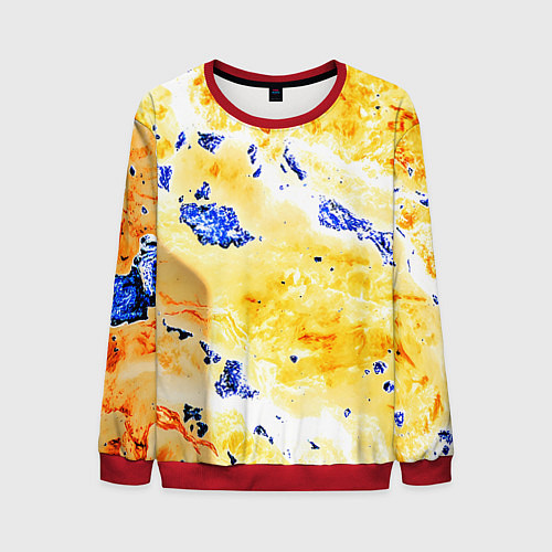 Мужской свитшот Сине-золотая абстракция / 3D-Красный – фото 1