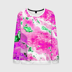 Свитшот мужской Розово-зелёная абстракция, цвет: 3D-белый