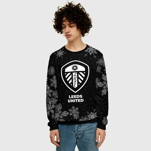 Мужской свитшот Снежный Leeds United / 3D-Черный – фото 3