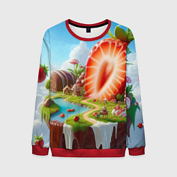 Мужской свитшот Клубничная планета - нейроарт фантазия