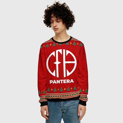 Мужской свитшот Pantera new year / 3D-Черный – фото 3