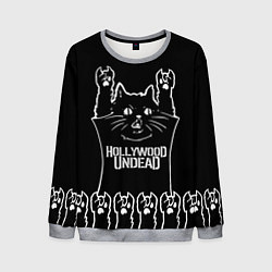 Свитшот мужской Hollywood Undead: cat rock, цвет: 3D-меланж