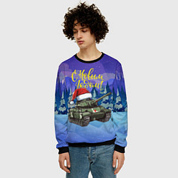 Свитшот мужской С новым годом - новогодний танк, цвет: 3D-черный — фото 2