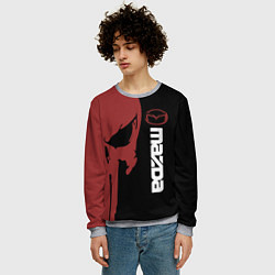 Свитшот мужской Mazda и череп, цвет: 3D-меланж — фото 2
