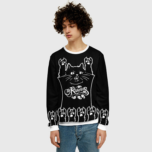 Мужской свитшот The Rasmus: cat rock / 3D-Белый – фото 3