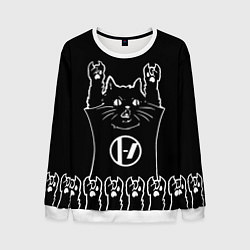 Свитшот мужской Twenty one pilots: cat rock, цвет: 3D-белый