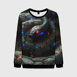 Свитшот мужской Змея в стиле киберпанк, цвет: 3D-черный