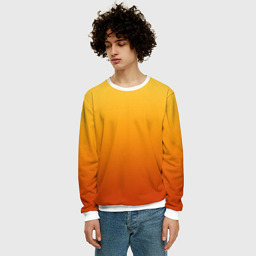 Мужской свитшот Градиент мягкий жёлто-оранжевый / 3D-Белый – фото 3