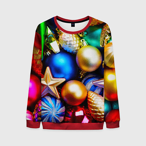 Мужской свитшот Новогодние украшения / 3D-Красный – фото 1
