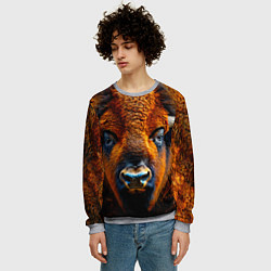 Свитшот мужской Голова бизона, цвет: 3D-меланж — фото 2