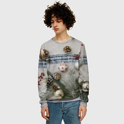 Свитшот мужской Новогодние украшения, цвет: 3D-меланж — фото 2