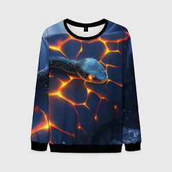 Свитшот мужской Неоновая змея киберплиты, цвет: 3D-черный