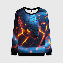 Свитшот мужской Змея с оранжевым неоном, цвет: 3D-черный