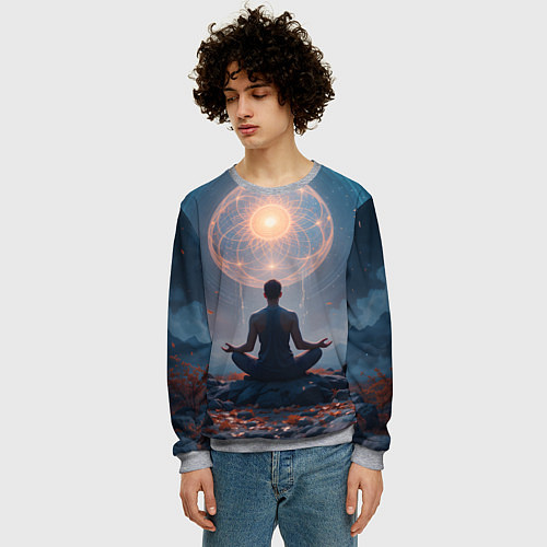 Мужской свитшот Ночная медитация / 3D-Меланж – фото 3